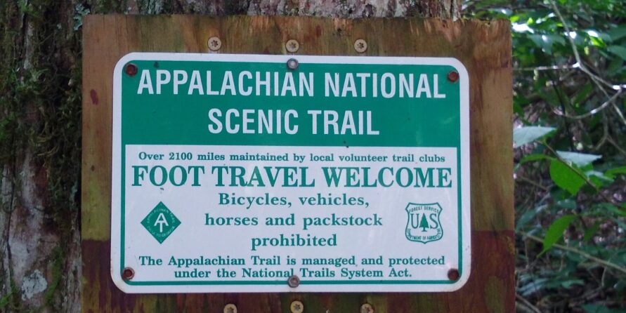Sign that says "Hiking on the Appalachian Trail"